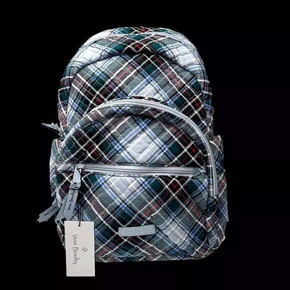 Vera Bradley Cotton Compact Backpack Snowy Plaid‎ Quilted 20L Machine Washable main image 9